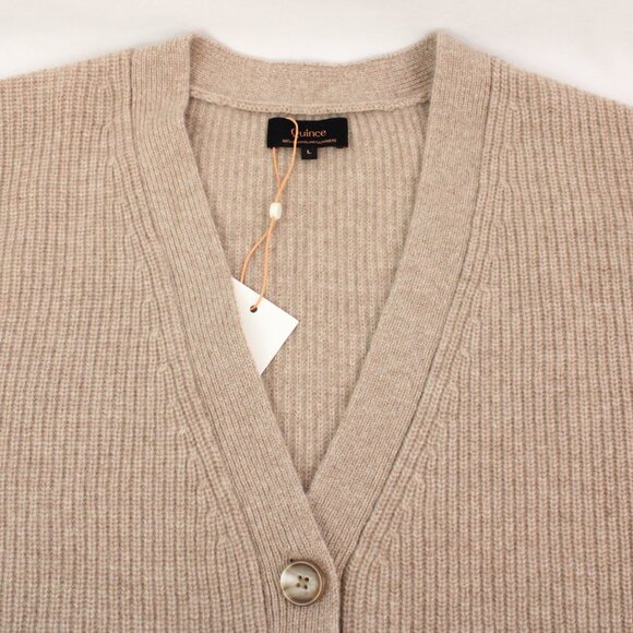 Quince Tan Cashmere Fisherman Cardigan Sweater - Picture 5 of 12